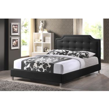 Baxton Studio Carlotta Black Modern Bed With Upholstered Headboard - Queen Size