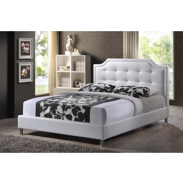 Baxton Studio Carlotta White Modern Bed With Upholstered Headboard - Full Size
