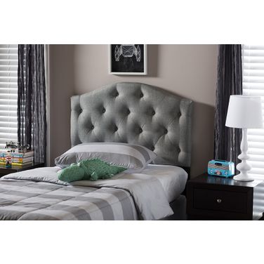 Baxton Studio Myra Modern And Contemporary Grey Fabric Upholstered Button-Tufted Scalloped Twin Size Headboard
