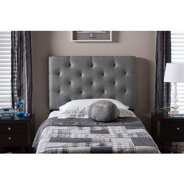 Baxton Studio Viviana Modern And Contemporary Grey Fabric Upholstered Button-Tufted Twin Size Headboard