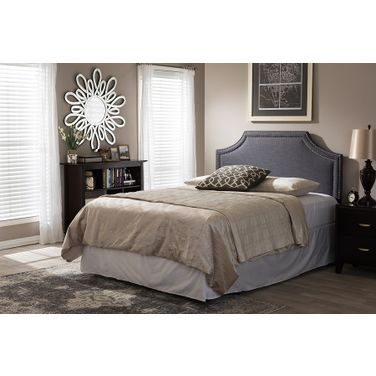 Baxton Studio Avignon Modern And Contemporary Dark Grey Fabric Upholstered King Size Headboard