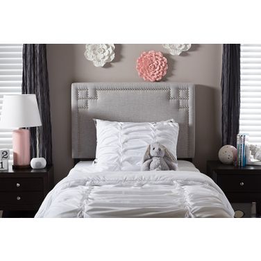 Baxton Studio Geneva Modern And Contemporary Grayish Beige Fabric Upholstered Twin Size Headboard