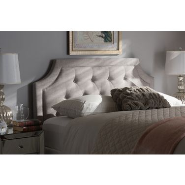 Baxton Studio Mars Modern And Contemporary Greyish Beige Fabric King Size Headboard