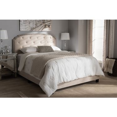 Baxton Studio Lexi Modern And Contemporary Light Beige Fabric Upholstered King Size Bed