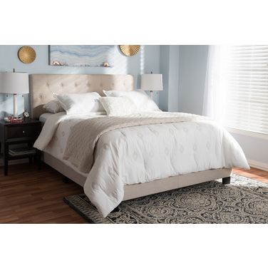 Baxton Studio Cassandra Modern And Contemporary Light Beige Fabric Upholstered King Size Bed