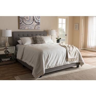 Baxton Studio Cassandra Modern And Contemporary Light Grey Fabric Upholstered Queen Size Bed