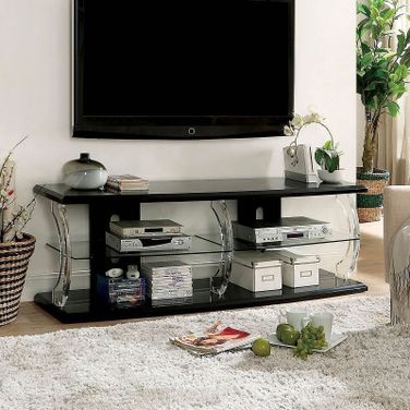 Ernst 60-Inch TV Stand w/ LED Lights (Black)
