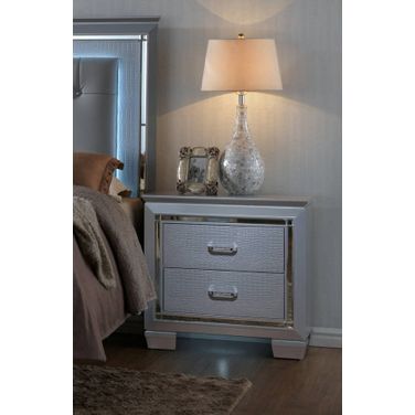 Crown Mark Lillian Grey 2 Drawer Night Stand