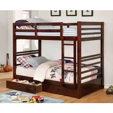 Furniture of America California IV Dark Walnut Twin over Twin Bunk Bed