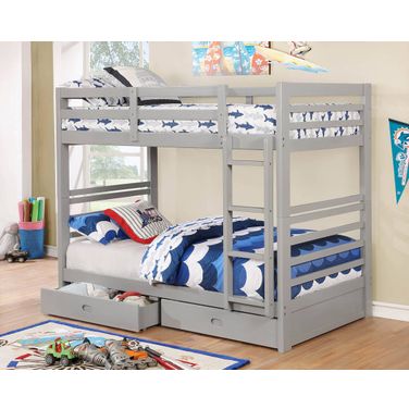 Furniture of America California IV Gray Twin over Twin Bunk Bed