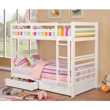 Furniture of America California IV White Twin over Twin Bunk Bed