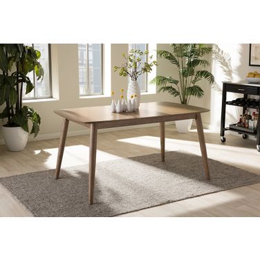 Baxton Studio Edna Mid-Century Modern French Oak Light Brown Finishing Wood Dining Table