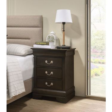 Louis Phillipe 3 Drawer Nightstand (Gray)