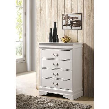Louis Phillipe 4 Drawer Chest (White)