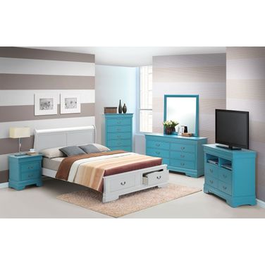 G3180 Bedroom Set w/ White Sleigh Storage Bed