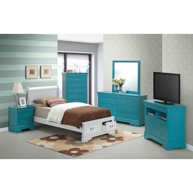 G3180 Youth Bedroom Set w/ White Sleigh Storage Bed