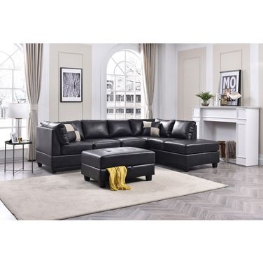 Malone Sectional In Black Leather