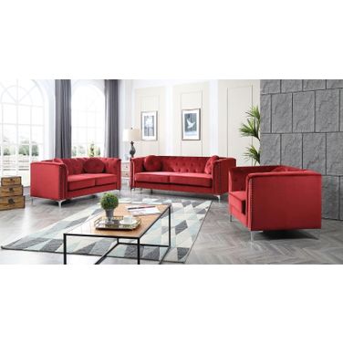 Pompano Living Room Set In Burgundy