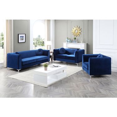 Delray Living Room Set In Navy Blue