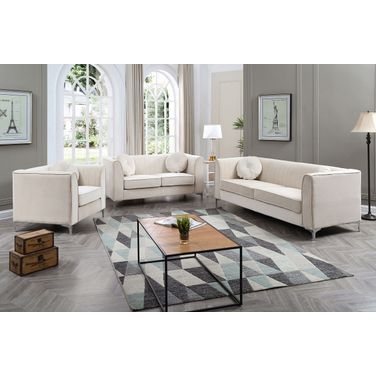 Delray Living Room Set In Ivory