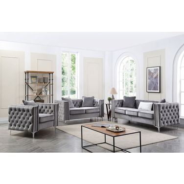Paige Living Room Set (Gray)