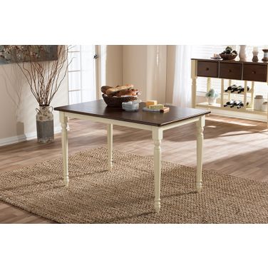 Baxton Studio Napoleon French Country Cottage Buttermilk And Cherry Brown Finishing Wood Dining Table