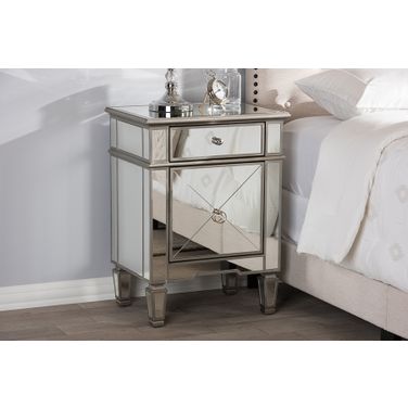 Baxton Studio Claudia Hollywood Regency Glamour Style Mirrored End Table