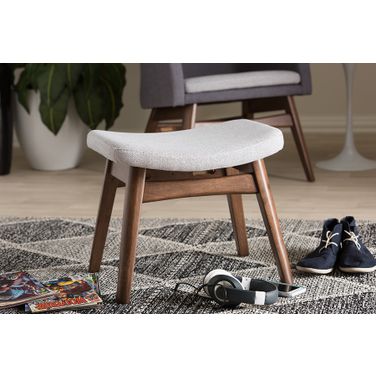 Baxton Studio Vera Mid-Century Modern Light Grey Fabric Upholstered Ottoman
