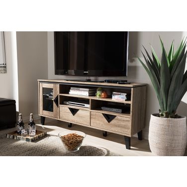 Baxton Studio Cardiff Modern And Contemporary Light Brown Wood 55-Inch Tv Stand