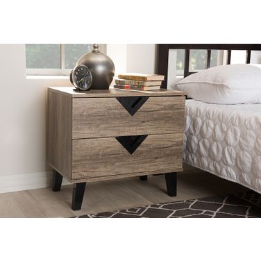 Baxton Studio Swanson Modern And Contemporary Light Brown Wood 2-Drawer Nightstand