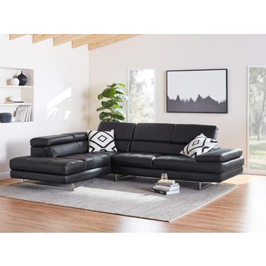 A761 Slate Black Italian Leather LAF Sectional