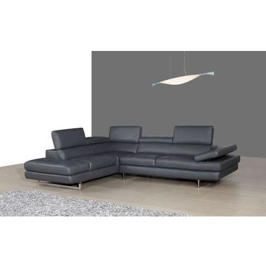 A761 Slate Grey Italian Leather LAF Sectional