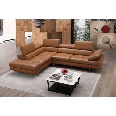 Caramel Italian Leather LAF Sectional