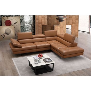 Caramel Italian Leather RAF Sectional
