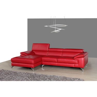 A973B Red Italian Leather Mini LAF Chaise Sectional