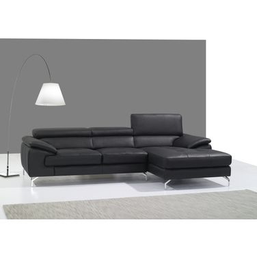 A973B Black Italian Leather Mini RAF Chaise Sectional
