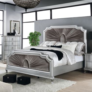Aalok Queen Bed In Silver and Warm Gray