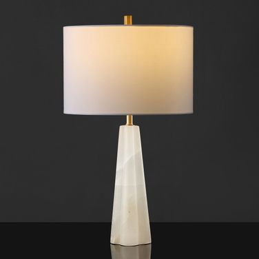 Aaron Alabaster Table Lamp In White and Gold