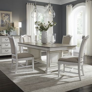 Abbey Park Antique White Trestle Dining Room Set