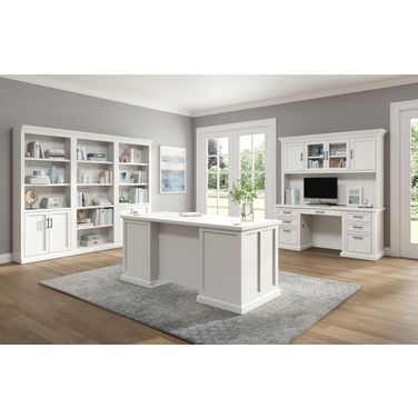 Abby Double Pedestal Home Office Set In White