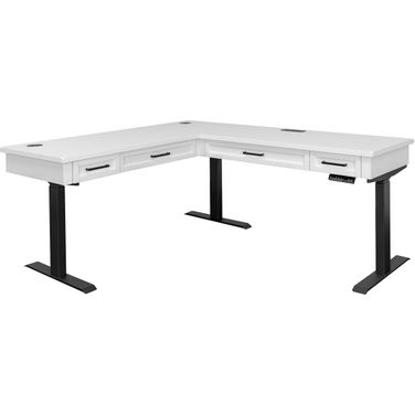 Abby Modern Electric Return Sit and Stand L-Desk In White
