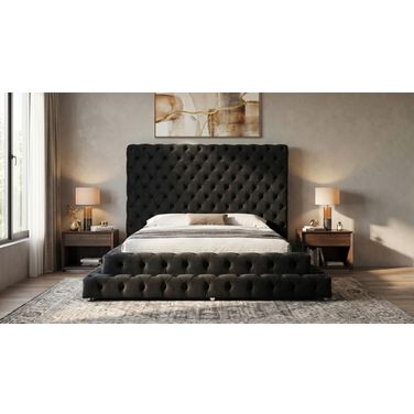 Abigail King Tufted Upholstered Platform Bed In Black