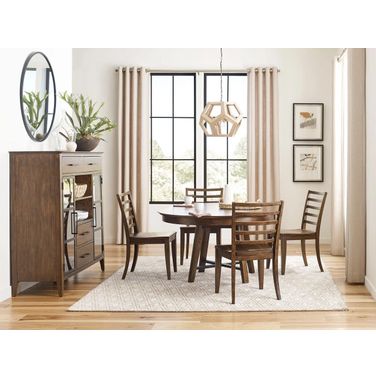 Abode Round Dining Room Set In Warm Brunette