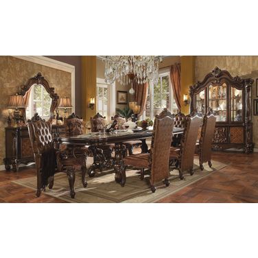 Acme Versailles 9-Piece Pedestal Dining Set in Cherry Oak