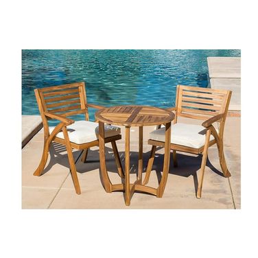 Acacia Wood Outdoor Dining Set with Coffee Table and 2 Chairs In Teak