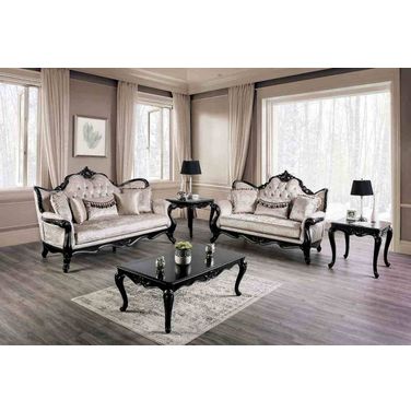 Acapulco Living Room Set In Black and Off White