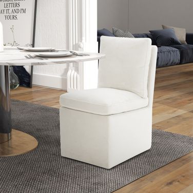 Accent Dining Chair with Casters In Ivory