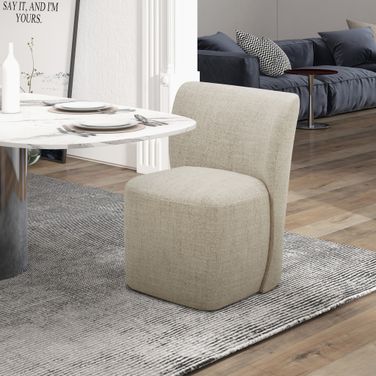Accent Dining Chair with Casters In Wicker