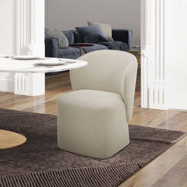 Accent Dining Chair with Casters In Wicker