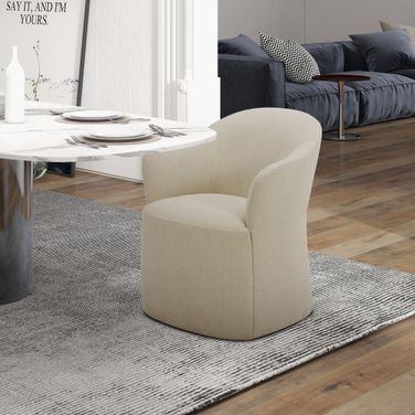 Accent Dining Chair with Casters In Wicker